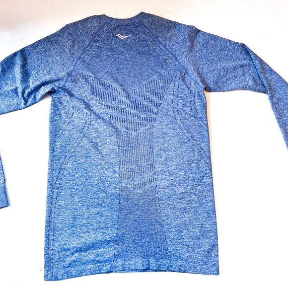 Saucony Dash Seamless Long Sleeve Running Tee Blue Heather Extra Large XL - Picture 2 of 10